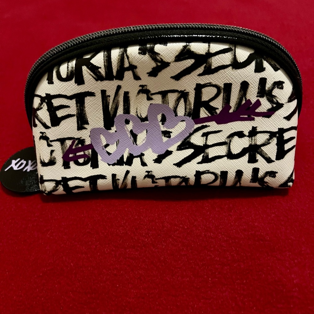 Victoria's Secret Black and Purple Graffiti Small cosmetic Pouch
